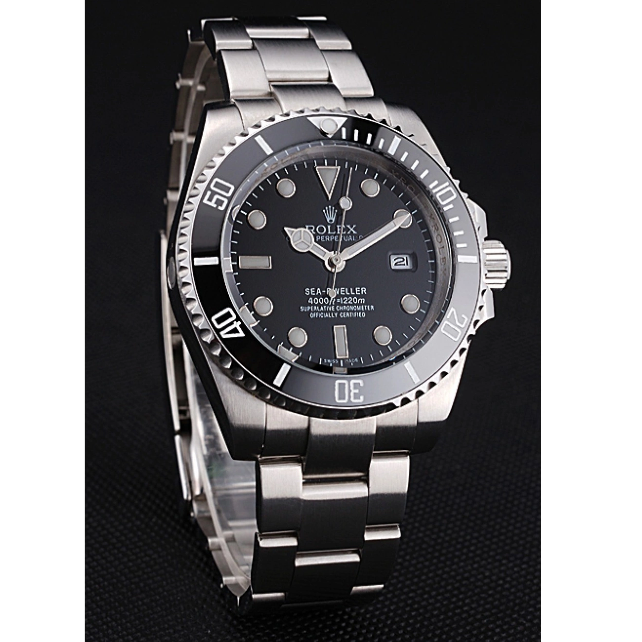 Aaa replica watch Rolex Stainless Case Steel Bracelet Sky Black 622837 Dwellerr Dial And 0821
